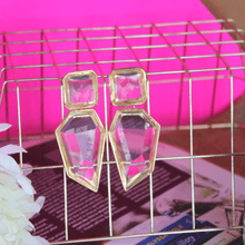 Load image into Gallery viewer, Exaggerated Geometric Clear Dangling Earrings - Blinged Jewels