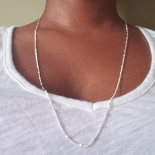 Load image into Gallery viewer, Long Mini Beaded Silver Necklace - Blinged Jewels