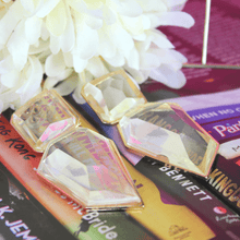 Load image into Gallery viewer, Exaggerated Geometric Clear Dangling Earrings - Blinged Jewels