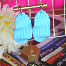 Load image into Gallery viewer, Light Blue Acrylic Wave Earrings - Blinged Jewels
