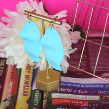 Load image into Gallery viewer, Light Blue Acrylic Wave Earrings - Blinged Jewels