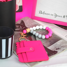 Load image into Gallery viewer, Silicone Beaded Wristlet Keychain Bracelet with Wallet