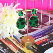 Load image into Gallery viewer, Dreamy Green Gold Drop Earrings - Blinged Jewels