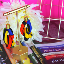 Load image into Gallery viewer, Blue African Print Knot Earrings