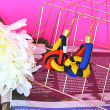 Load image into Gallery viewer, Blue African Print Knot Earrings