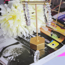 Load image into Gallery viewer, Silver Crystal Hoop Earrings - Blinged Jewels