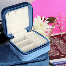 Load image into Gallery viewer, Square Italian Velvet Jewelry Travel Organizer - Blinged Jewels