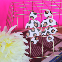 Load image into Gallery viewer, Beige Cheetah Dangler Earrings - Blinged Jewels