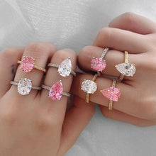 Load image into Gallery viewer, Emerald Pear Oval Cut Cubic Zirconia Rings