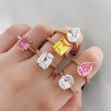 Load image into Gallery viewer, Emerald Pear Oval Cut Cubic Zirconia Rings