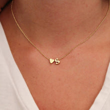 Load image into Gallery viewer, Tiny Heart Initial Letter Name Necklace - Blinged Jewels
