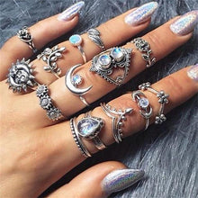 Load image into Gallery viewer, Bohemian Retro Silver Ring Set - Blinged Jewels