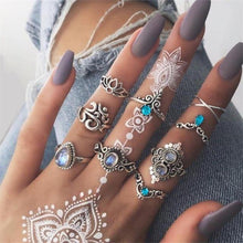 Load image into Gallery viewer, Bohemian Retro Silver Ring Set - Blinged Jewels