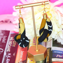 Load image into Gallery viewer, Black &amp; Gold African Danglers
