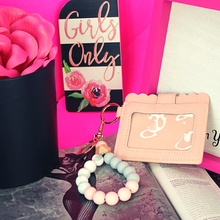 Load image into Gallery viewer, Silicone Beaded Wristlet Keychain Bracelet with Wallet
