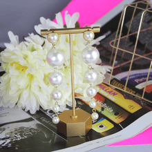 Load image into Gallery viewer, Elegant Long Pearl String Earrings - Blinged Jewels
