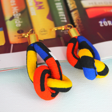 Load image into Gallery viewer, Blue African Print Knot Earrings
