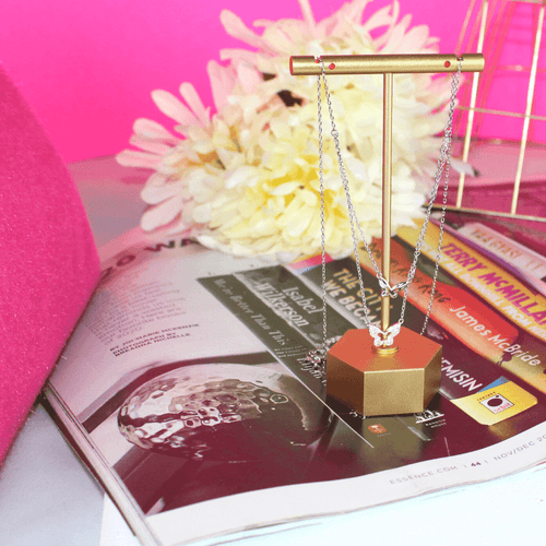 Double Butterfly Silver Necklace - Blinged Jewels