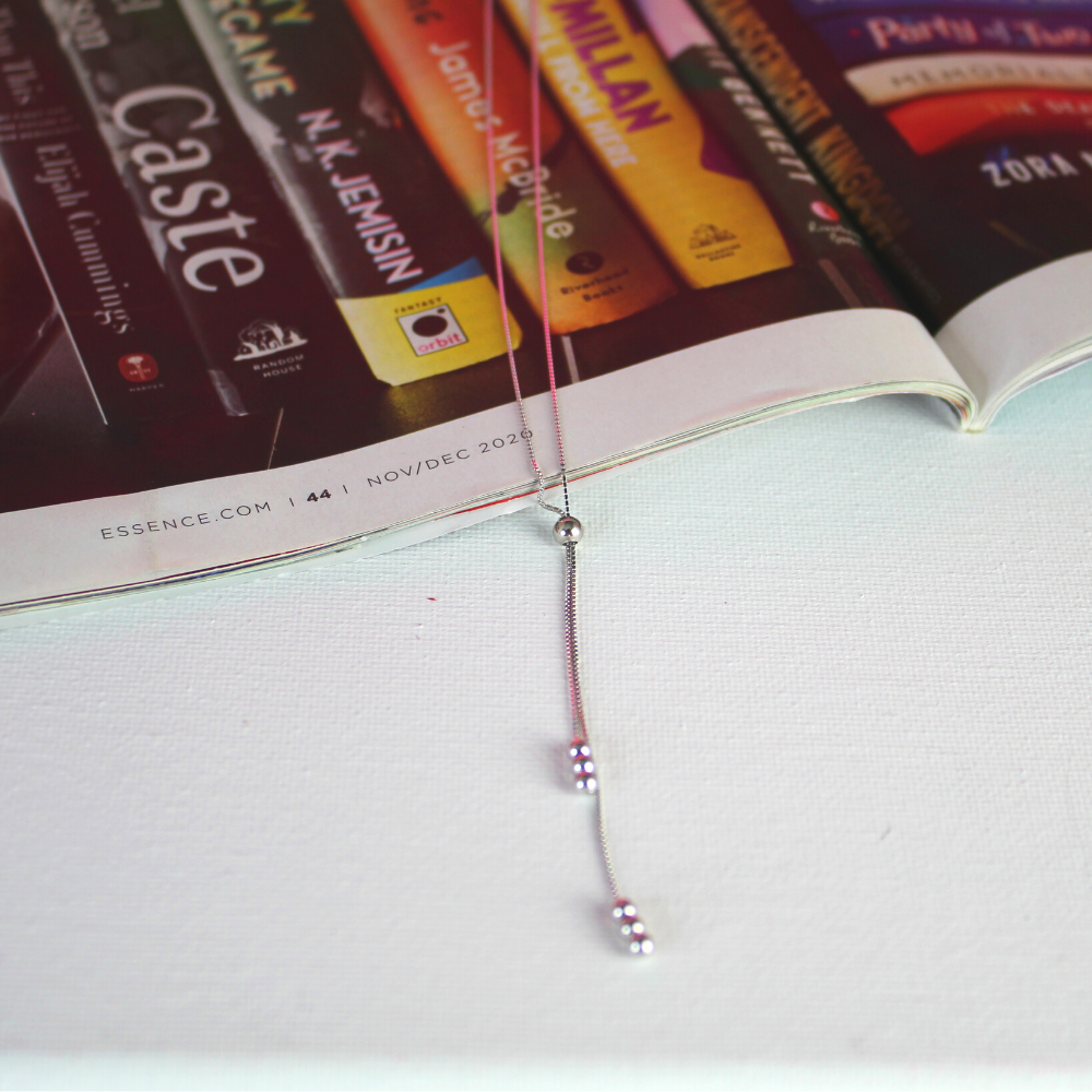 Tripe String Beads Silver Necklace