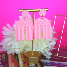 Load image into Gallery viewer, U Shaped Pink Acrylic Earrings
