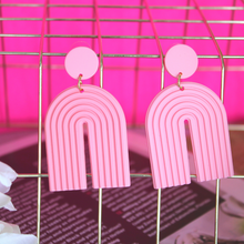 Load image into Gallery viewer, U Shaped Pink Acrylic Earrings
