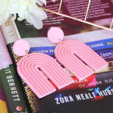 Load image into Gallery viewer, U Shaped Pink Acrylic Earrings
