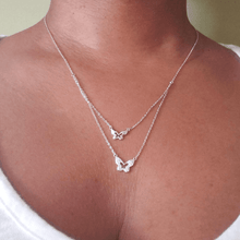 Load image into Gallery viewer, Double Butterfly Silver Necklace - Blinged Jewels
