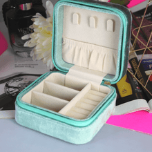 Load image into Gallery viewer, Square Italian Velvet Jewelry Travel Organizer - Blinged Jewels
