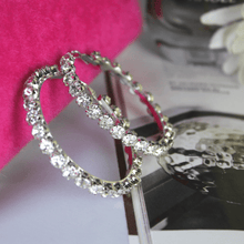 Load image into Gallery viewer, Silver Crystal Hoop Earrings - Blinged Jewels

