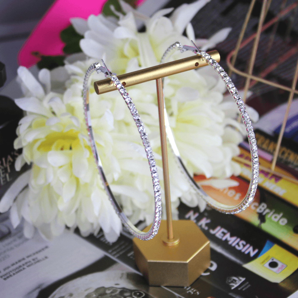 Large Crystal Hoop Earrings - Blinged Jewels
