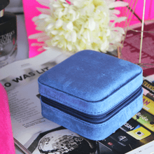 Load image into Gallery viewer, Square Italian Velvet Jewelry Travel Organizer - Blinged Jewels
