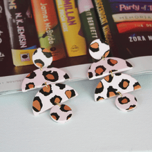 Load image into Gallery viewer, Beige Cheetah Dangler Earrings - Blinged Jewels
