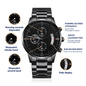Engraved Black Chronograph Watch - Blinged Jewels