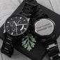 Engraved Black Chronograph Watch - Blinged Jewels
