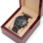 Engraved Black Chronograph Watch - Blinged Jewels