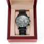 Engraved Black Chronograph Watch - Blinged Jewels