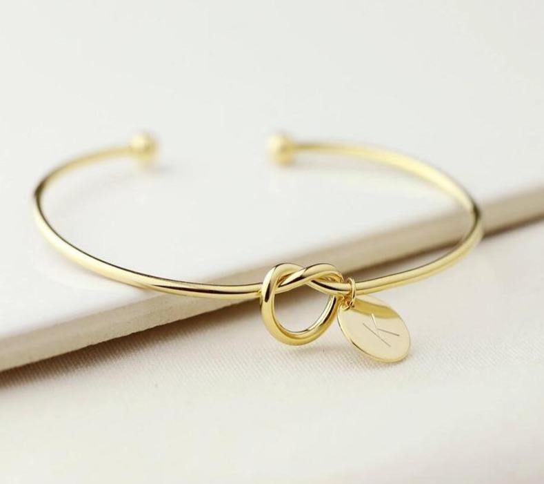 Knot Initial Bangle - Blinged Jewels