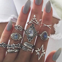Load image into Gallery viewer, Bohemian Retro Silver Ring Set - Blinged Jewels
